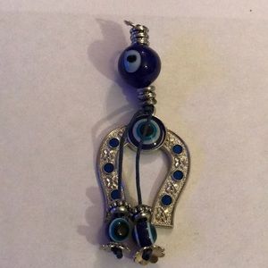 Good luck horse shoe evil eye pendent